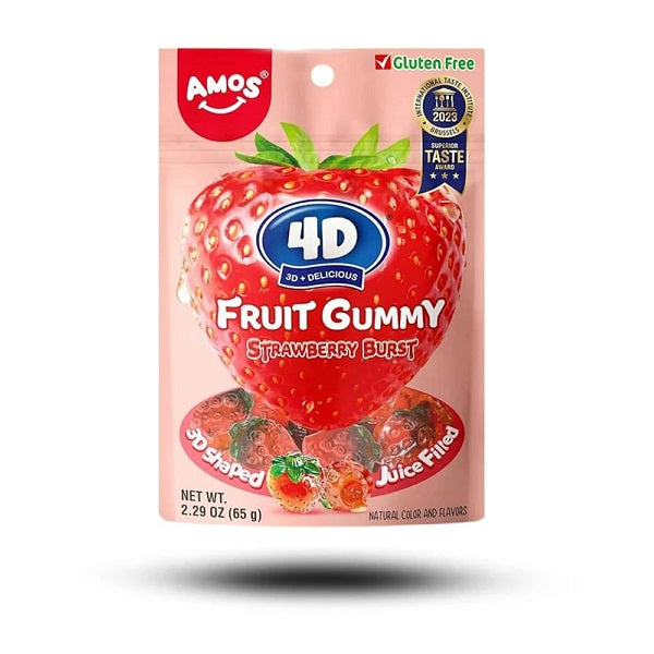 Amos 4D Fruit Gummy Strawberry 65g (Asien)