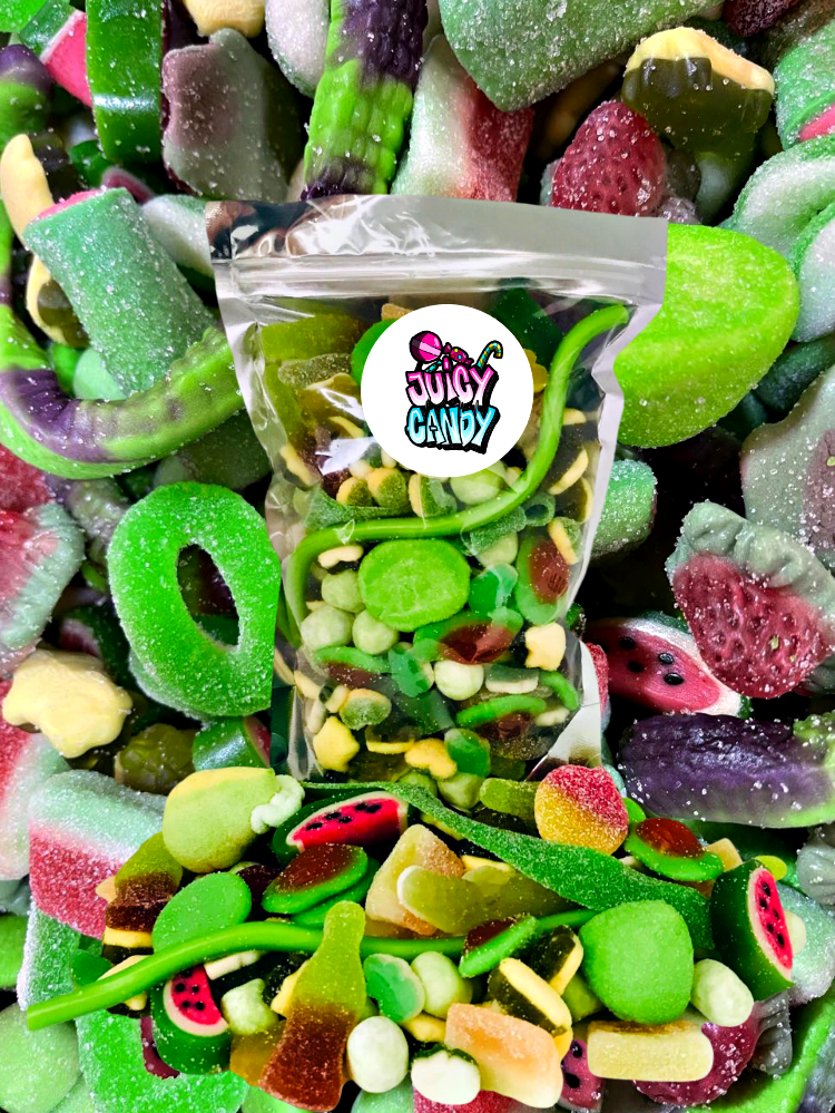 Grüner Süßigkeiten Mix | Fruchtgummi Mix | Bunte Tüte | Gemischte Tüte | | Süßigkeiten aus aller Welt