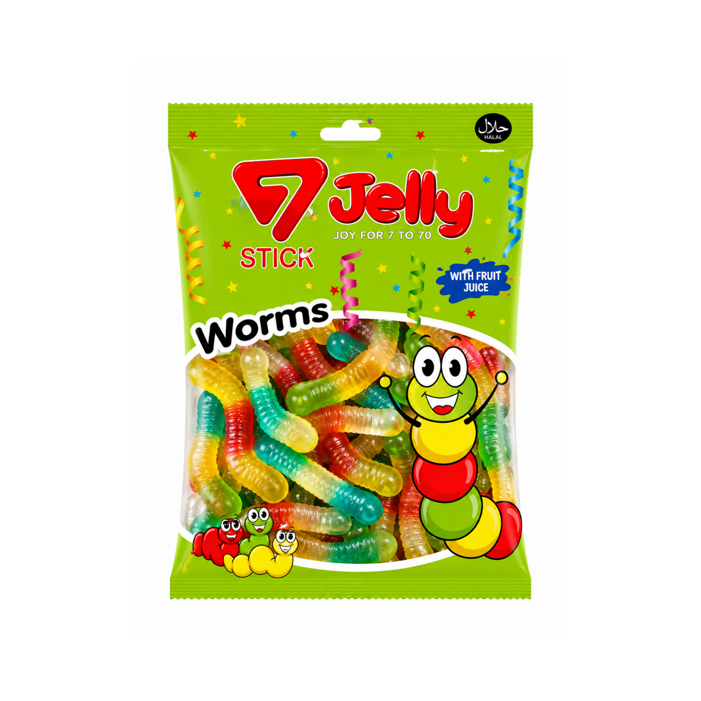 7Stick Jelly Würmer Halal Fruchtgummis 1 kg