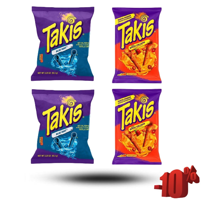 Takis Blue Heat x Takis Queso Bundle (4 Stück)