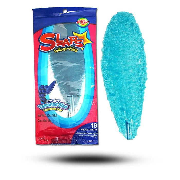 Pigui Slaps Lollipops Blueberry Tamarind Blue | Amerikanische Süßigkeiten | Süßigkeiten aus aller Welt | Mexikanische Süßigkeiten