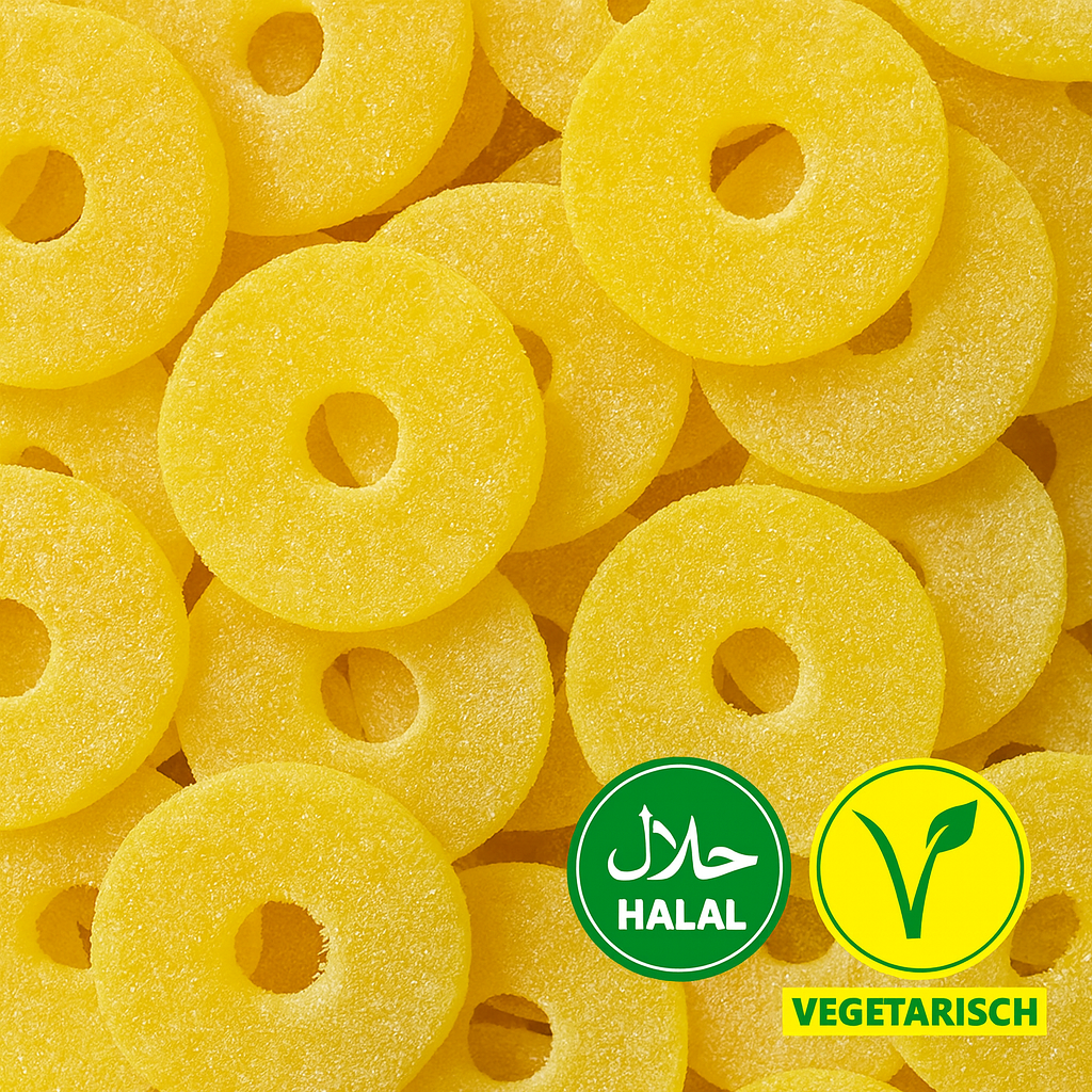 Ananas Scheiben | Süßigkeiten Tüte Halal/Vegetarisch (350g)