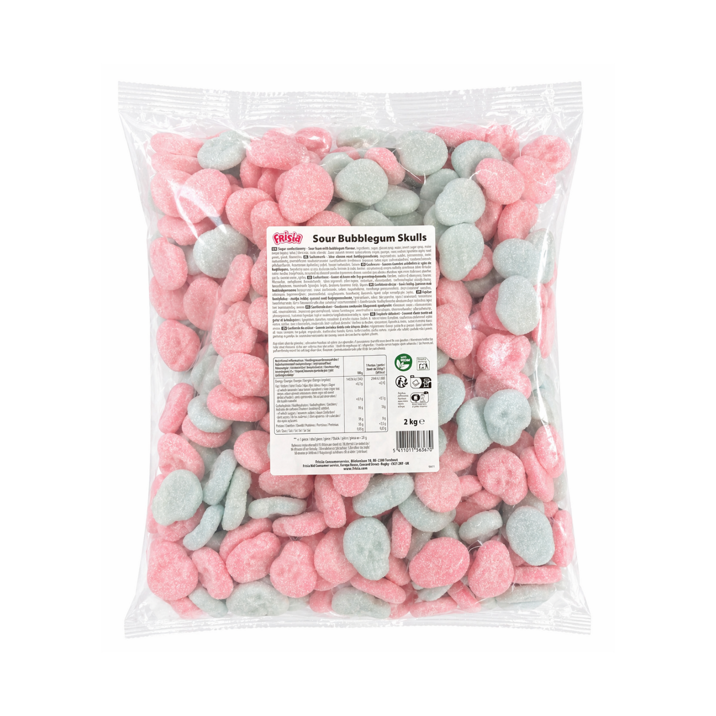 Frisia Sour Bubblegum Schädel Fruchtgummis Halal/Vegan 2 kg