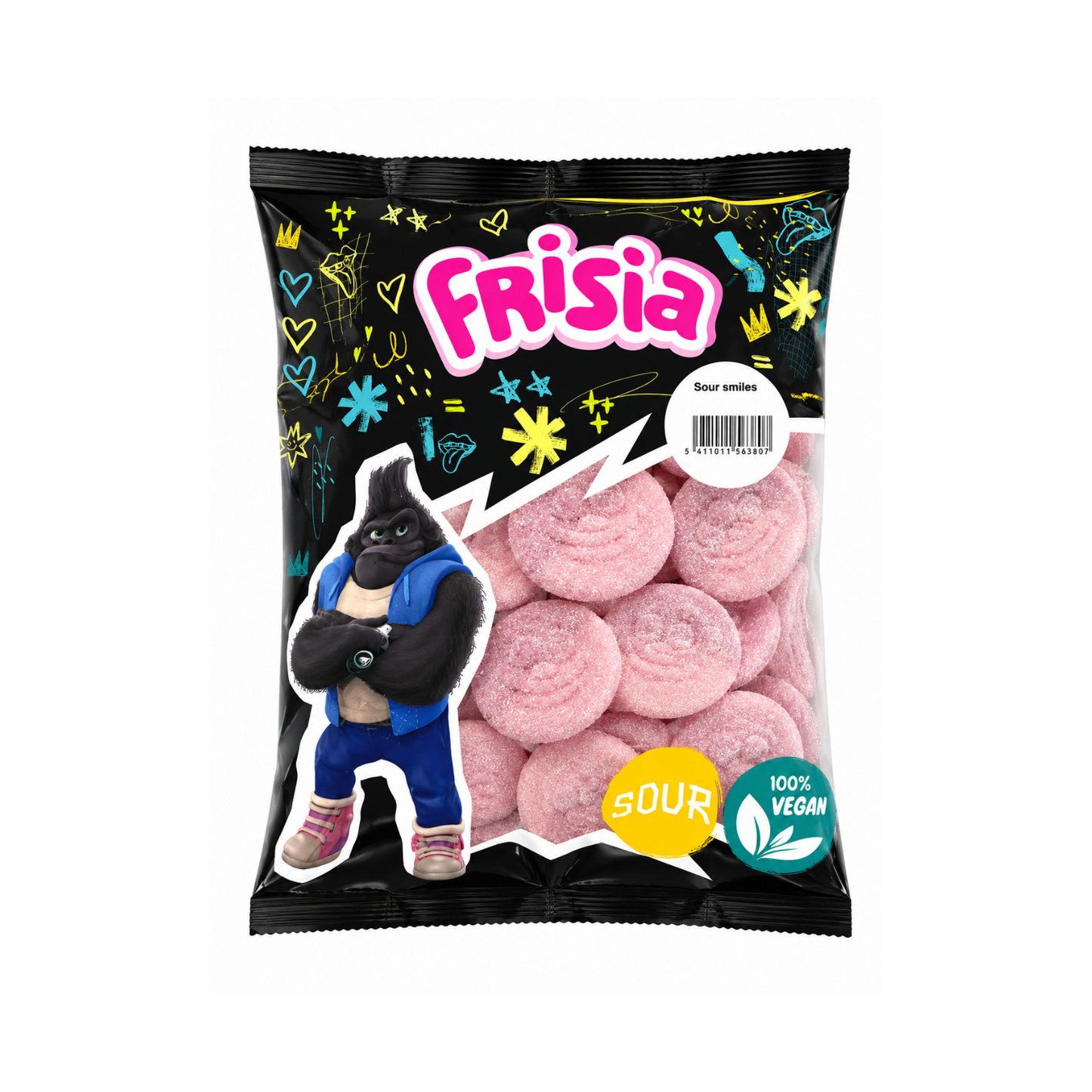 Frisia Smileys Erdbeer Kirsche Halal/Vegan Fruchtgummis 1,25 kg