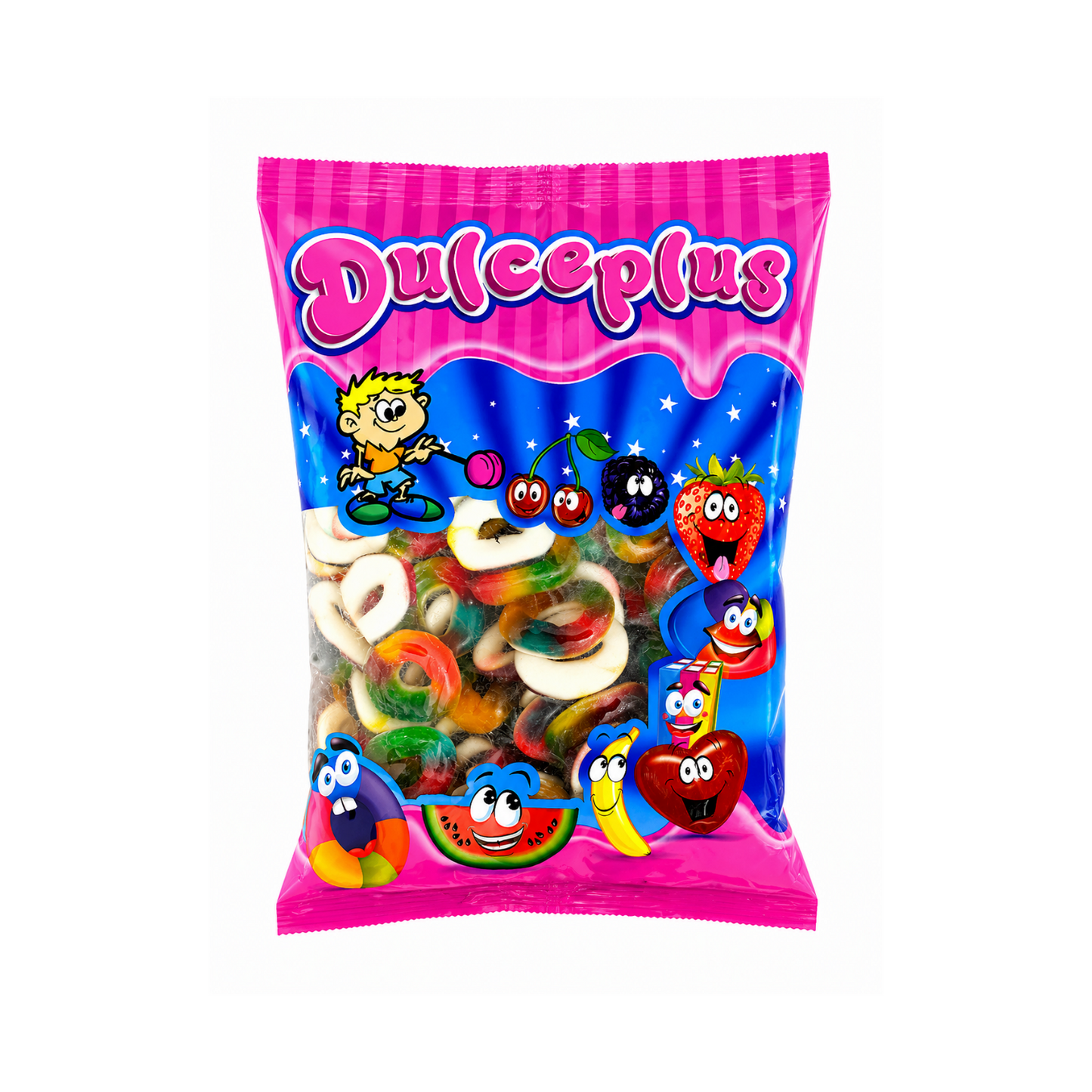 Dulceplus Regenbogen Jelly Ringe Halal Fruchtgummis 1 kg