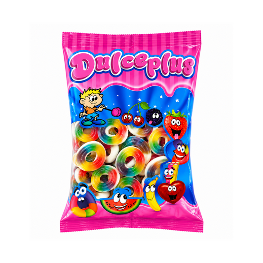 Dulceplus Regenbogen Jelly Ringe Halal Fruchtgummis 1 kg