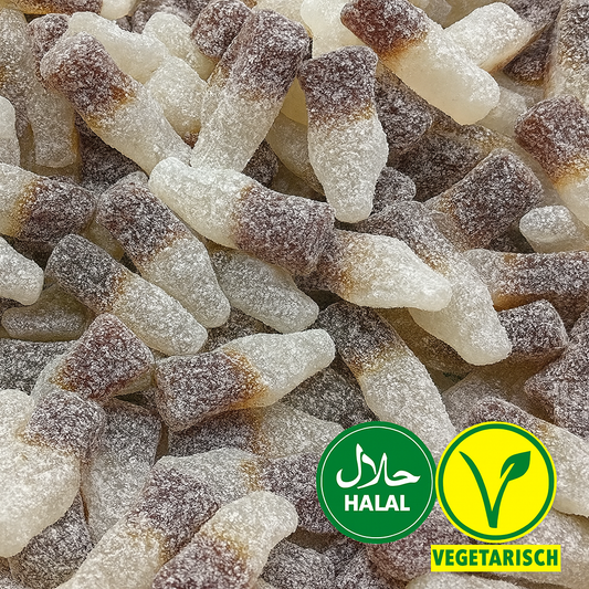 Saure Mini Cola Flaschen | Süßigkeiten Tüte Halal/Vegetarisch (350g)