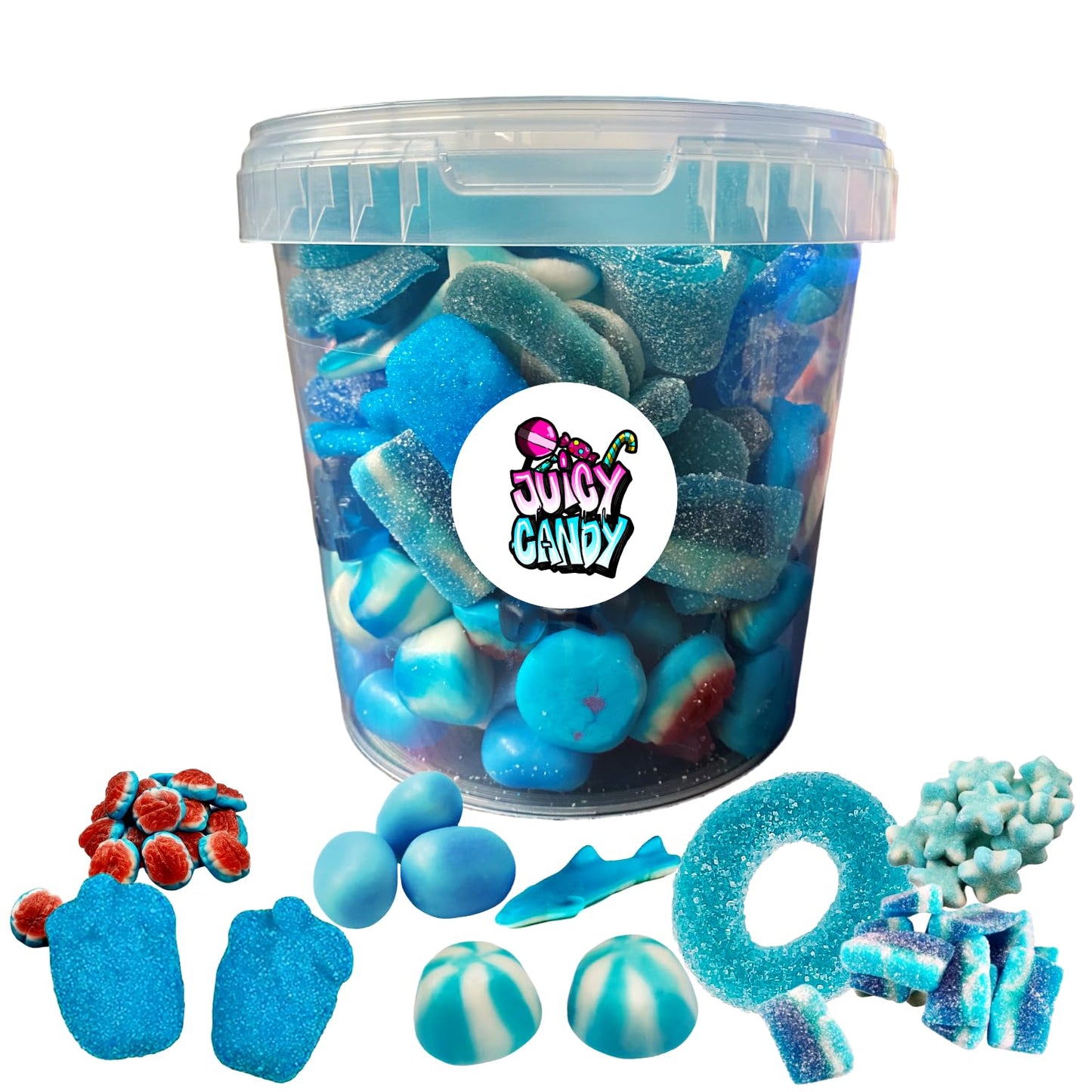 Blaue Süßigkeiten Mix Box 500 g | Fruchtgummis aus aller Welt